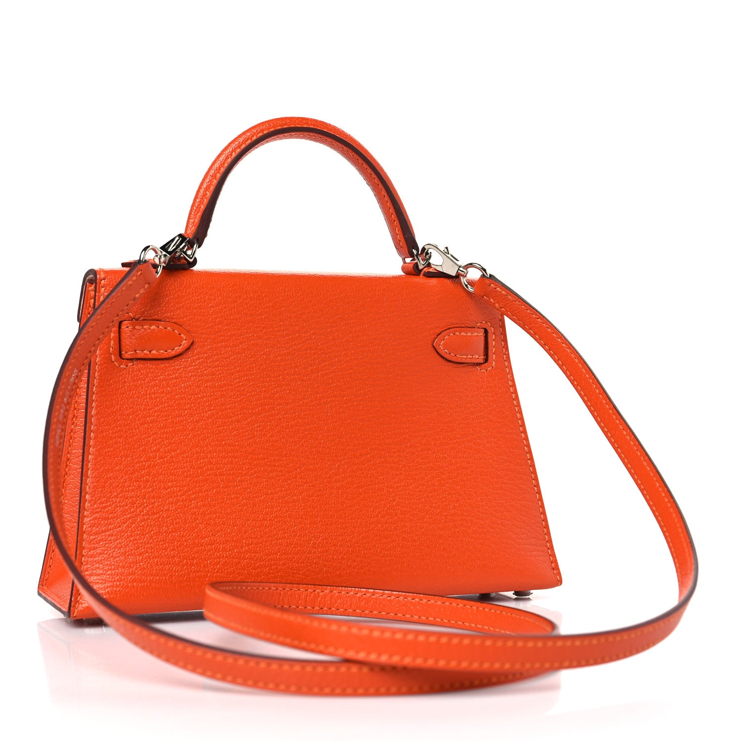 Hermes Chevre Mysore Verso Mini Kelly Sellier 20 Feu Rose Eglantine 3 of 10