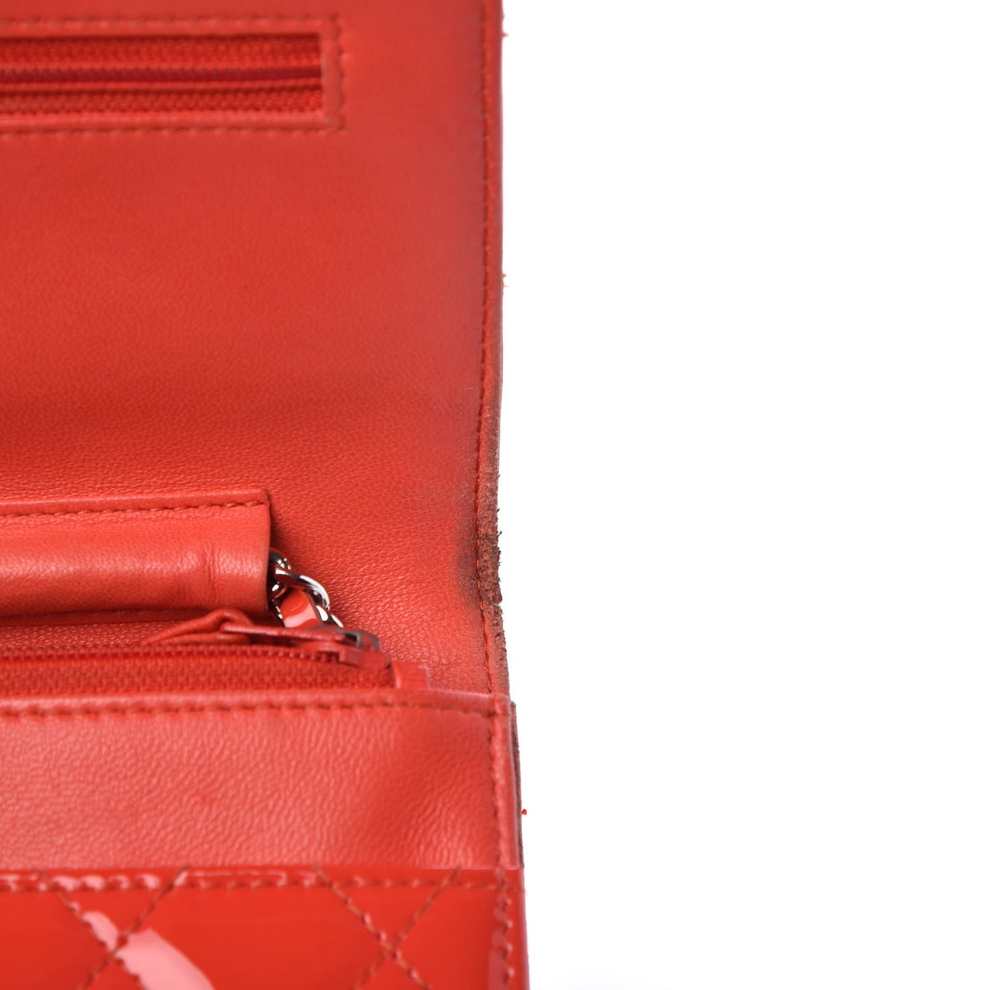 Patent Calfskin Quilted Reissue Wallet On Chain WOC Red