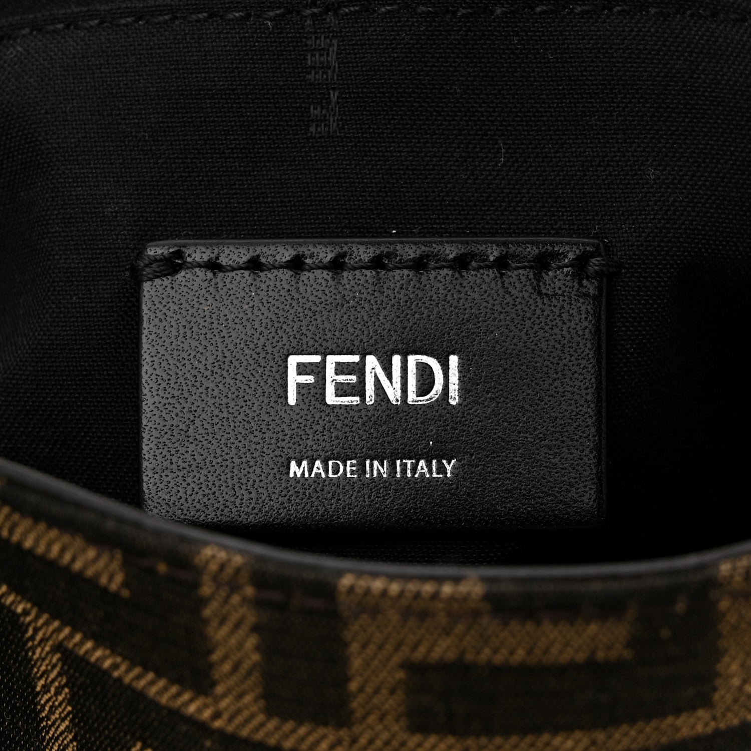 Fendi Fabric Jacquard Canvas Vitello Grace Pequin FF 1974 Large Convertible Baguette Tobacco Moro Grezzo Sand 6 of 10