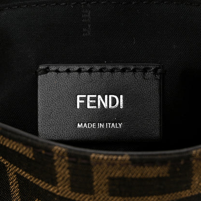 Fendi Fabric Jacquard Canvas Vitello Grace Pequin FF 1974 Large Convertible Baguette Tobacco Moro Grezzo Sand 6 of 10