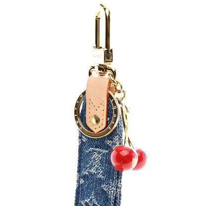 Louis Vuitton LV X TM Monogram Denim Cerise Dragonne Bag Charm Denim Blue 3 of 5