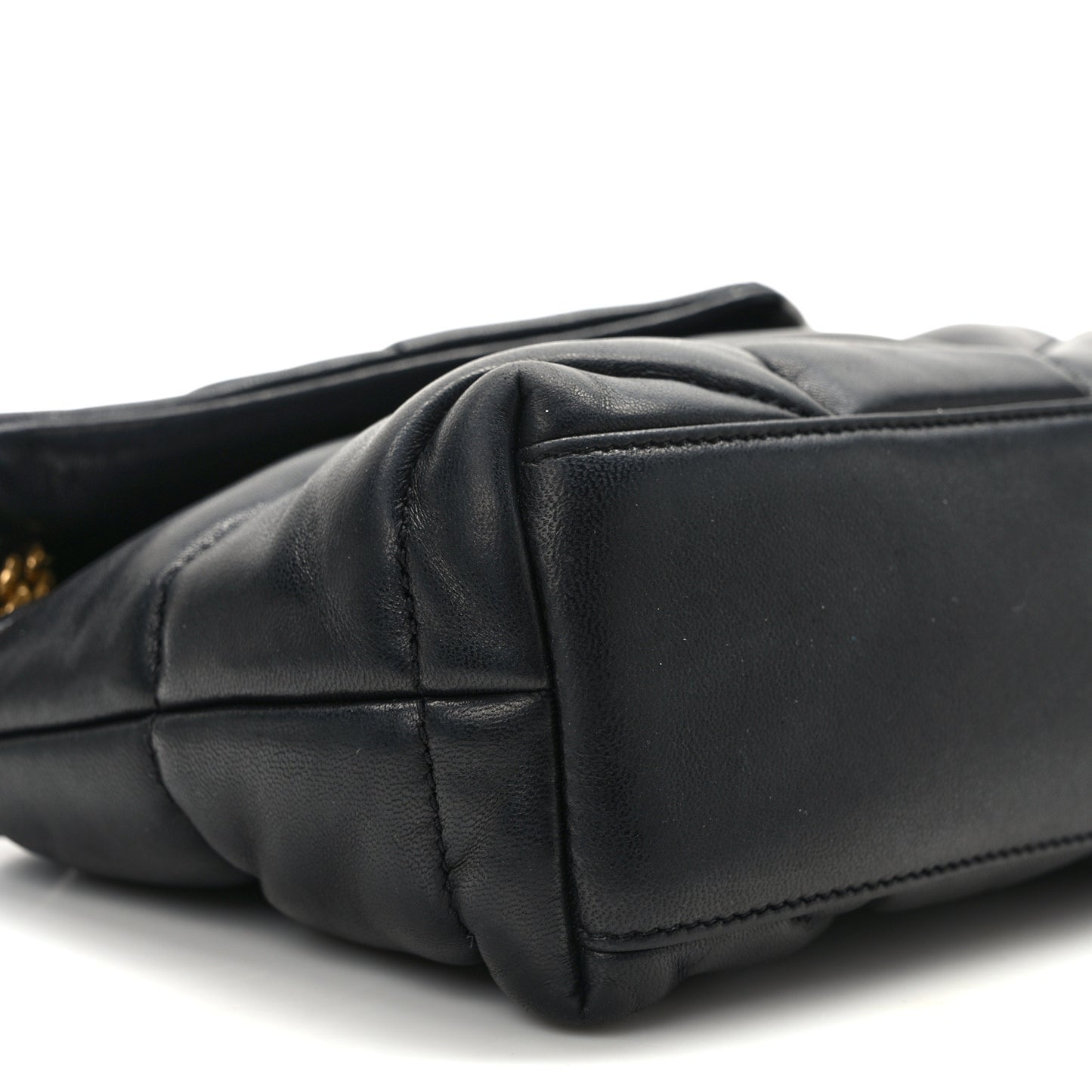 Lambskin Quilted Toy Loulou Puffer Monogram Chain Satchel Black