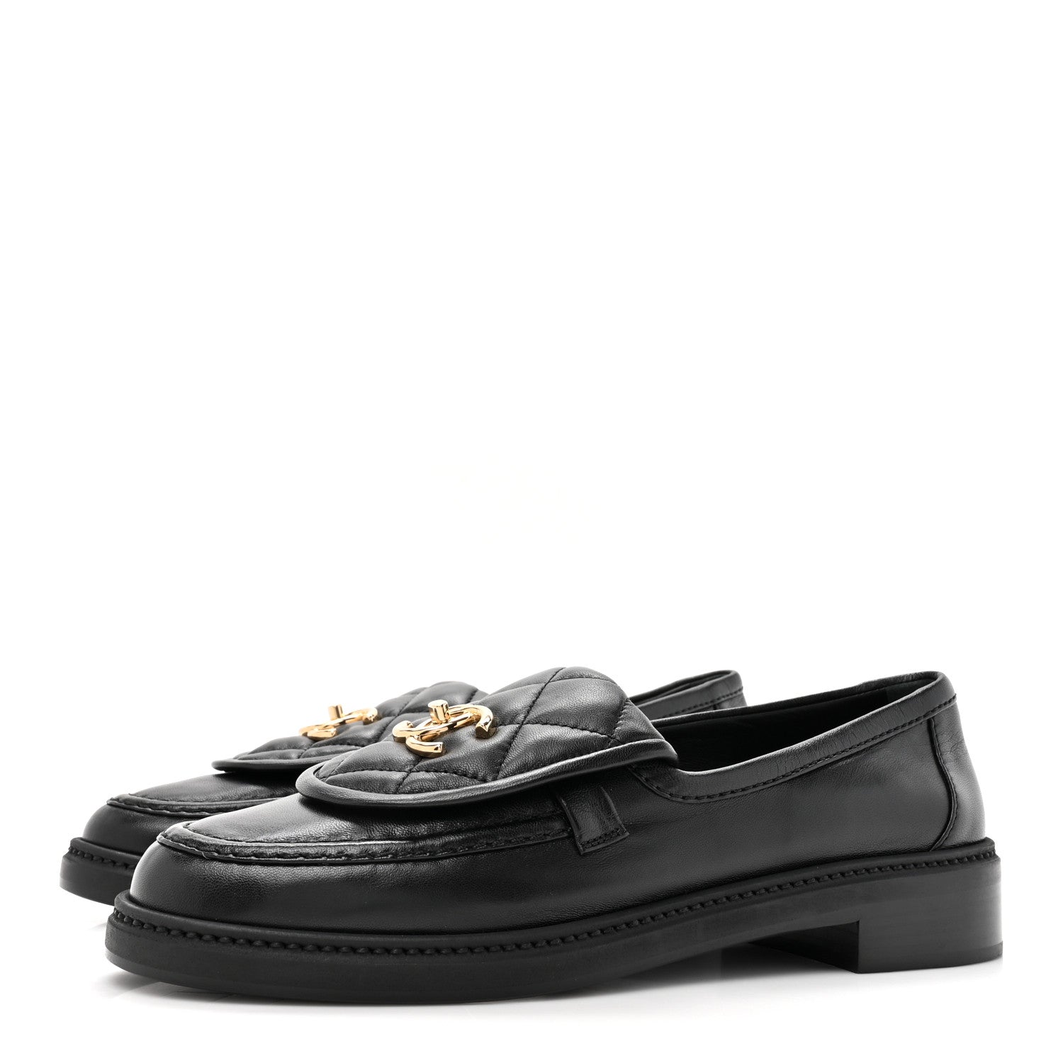 Chanel Lambskin Quilted CC Turnlock Loafers 39 Black 3 of 8