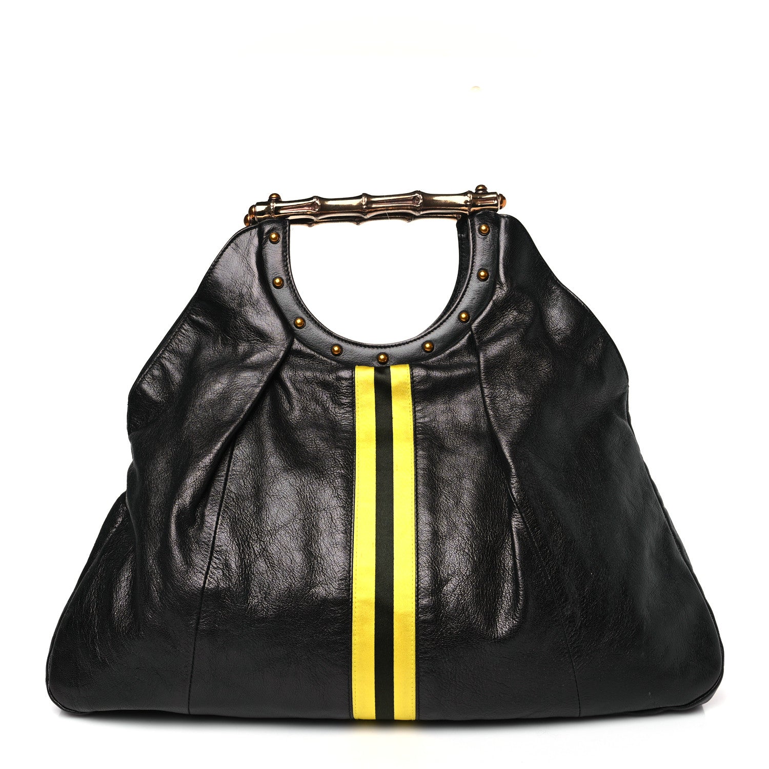 Gucci Calfskin Web Metal Bamboo Tote Black 1 of 9