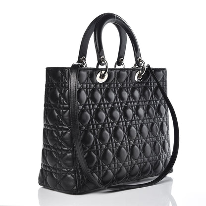 Christian Dior Lambskin Cannage Large Lady Dior Black 3 of 16