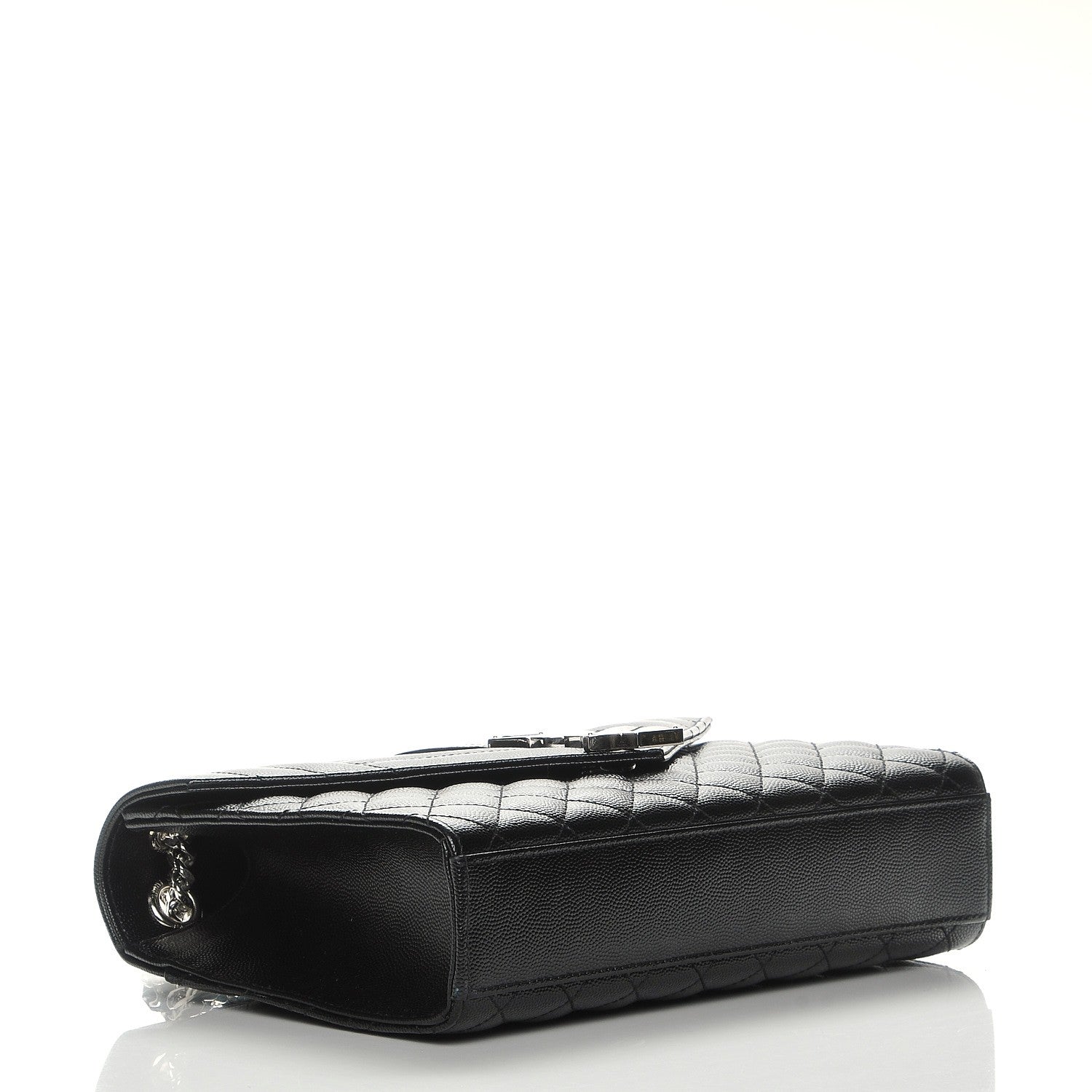 Saint Laurent Grain De Poudre Textured Mixed Matelasse Triquilt Medium Monogram Satchel Black 4 of 7