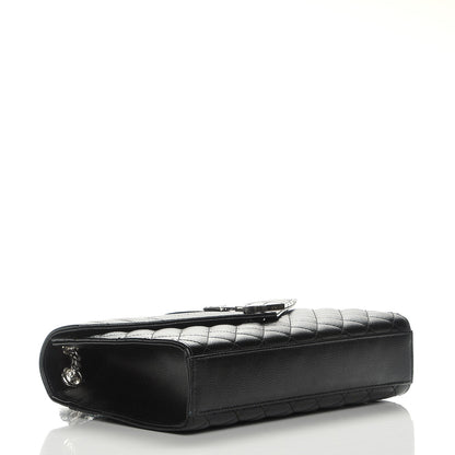 Saint Laurent Grain De Poudre Textured Mixed Matelasse Triquilt Medium Monogram Satchel Black 4 of 7