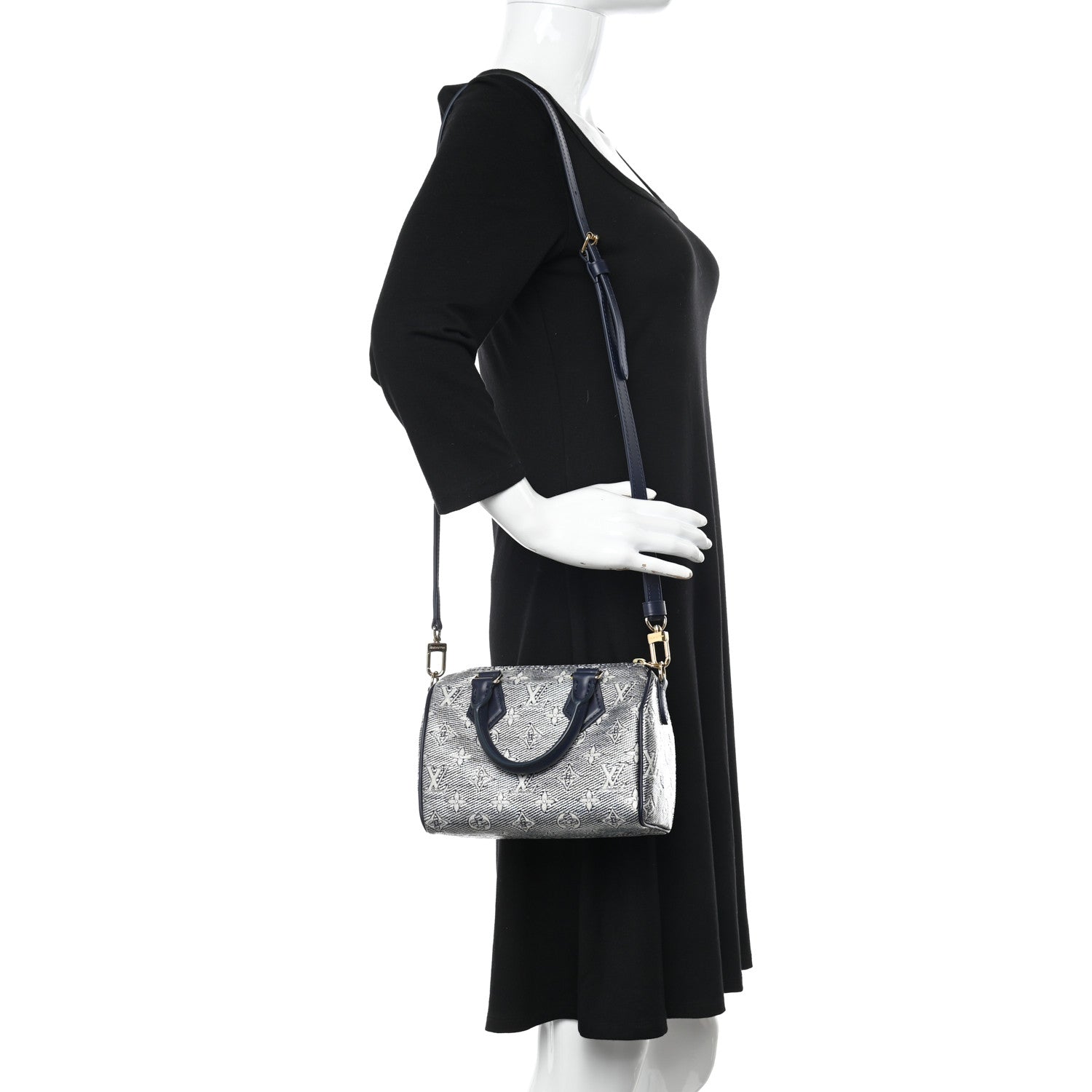 Louis Vuitton Monoglam Speedy Bandouliere 20 Blue 2 of 10