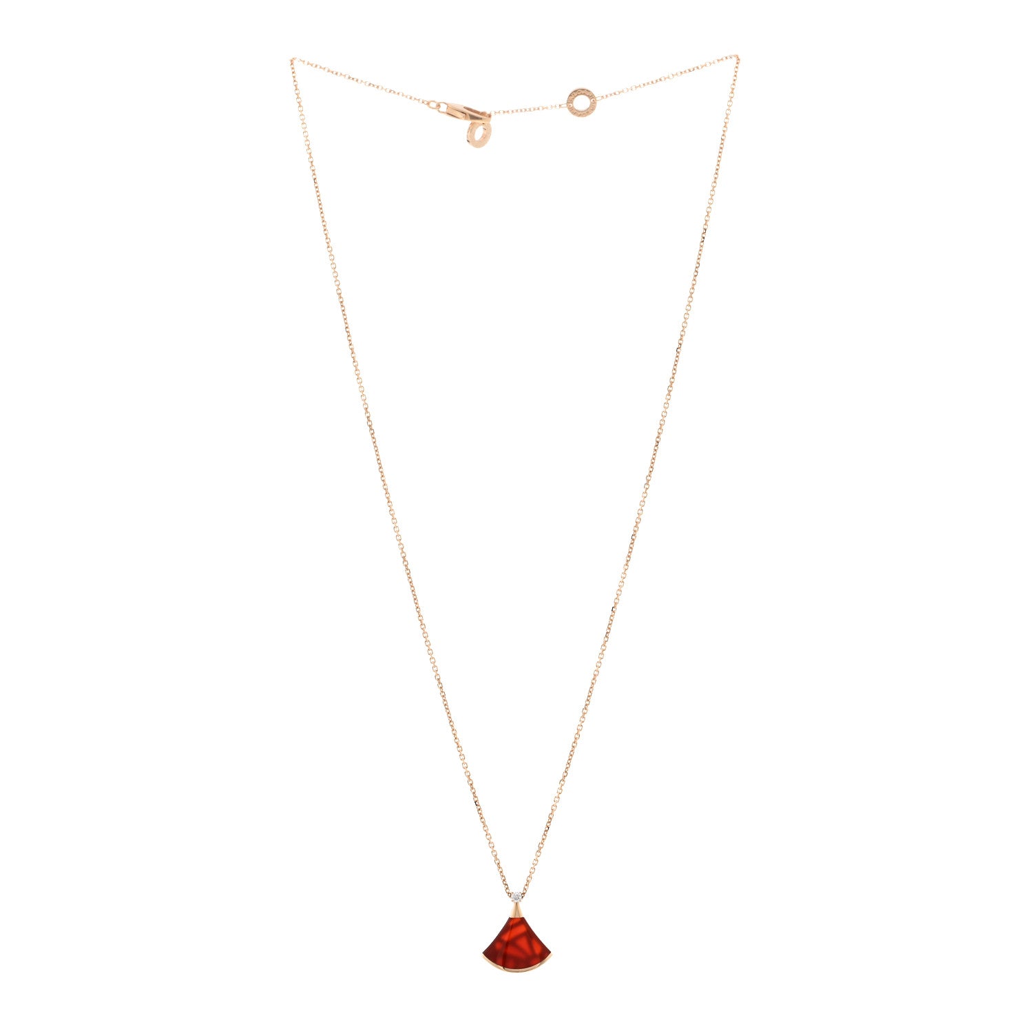 Bulgari 18K Rose Gold Diamond Carnelian Divas' Dream Pendant Necklace 3 of 4