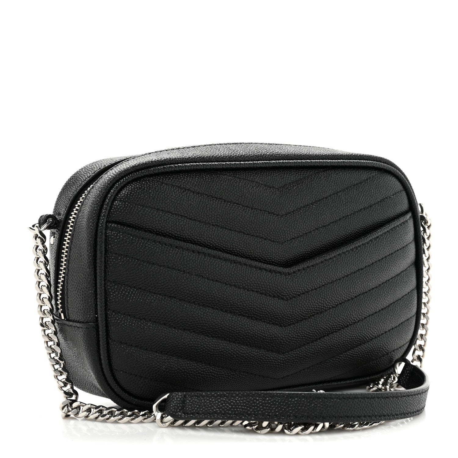 Saint Laurent Grain De Poudre Matelasse Monogram Mini Lou Camera Bag Black 3 of 10