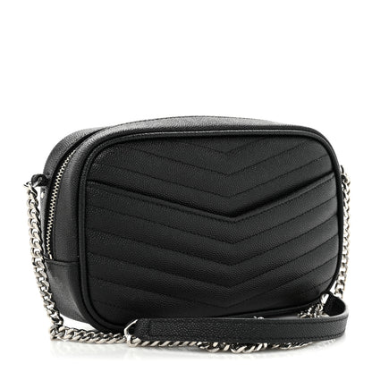 Saint Laurent Grain De Poudre Matelasse Monogram Mini Lou Camera Bag Black 3 of 10