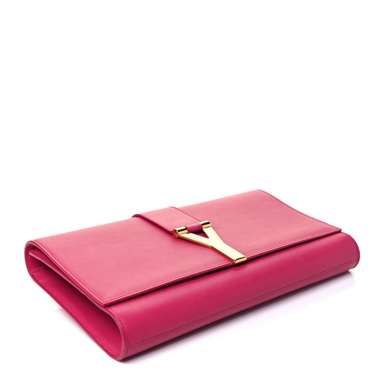 Calfskin Classic Y Ligne Clutch Fuchsia