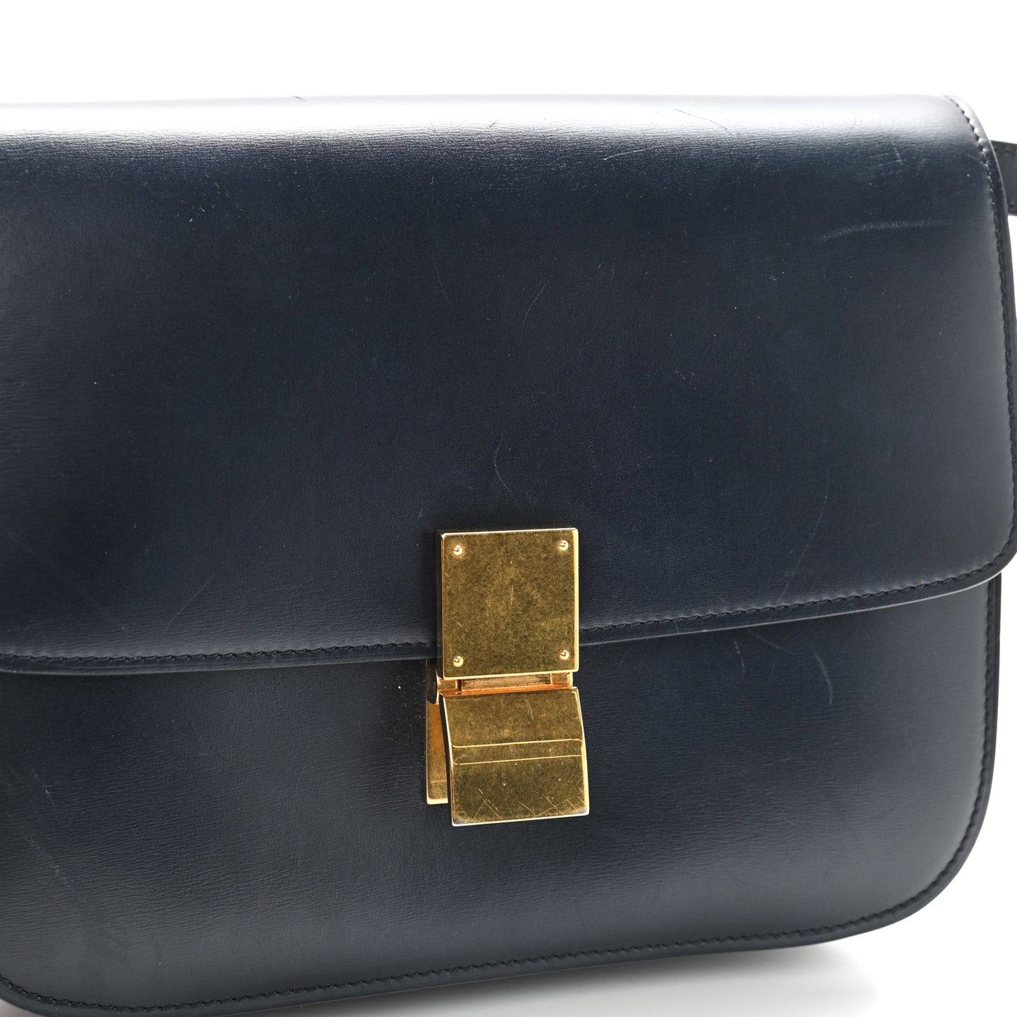Box Calfskin Medium Classic Box Flap Bag Navy