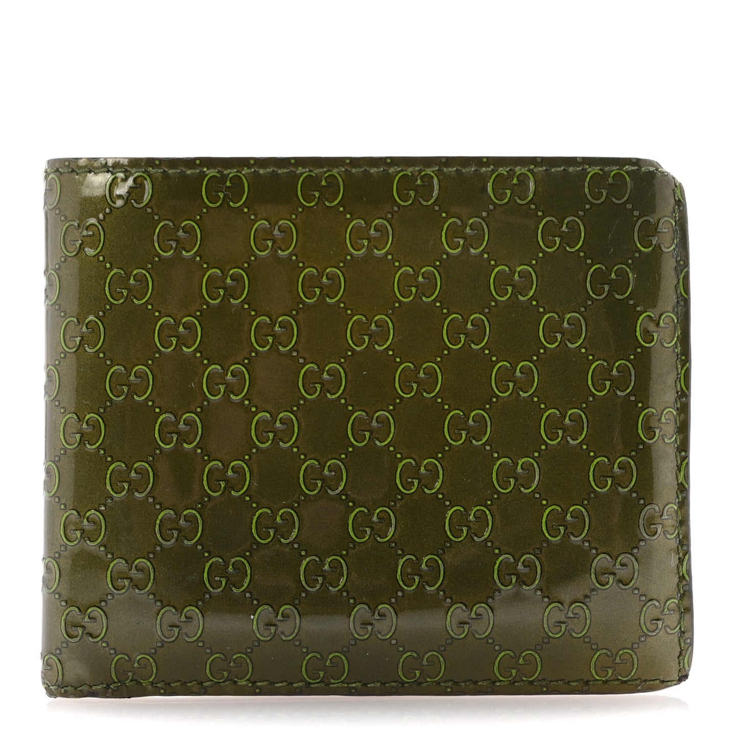 Patent Microguccissima Bi-Fold Wallet Green
