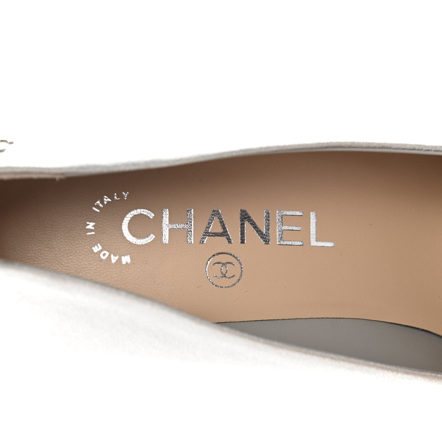 Chanel Metallic Calfskin Buffalo Cap Toe CC Pumps 37 Silver Black 7 of 9
