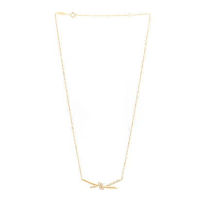 Tiffany 18K Yellow Gold Diamond Knot Necklace 3 of 5