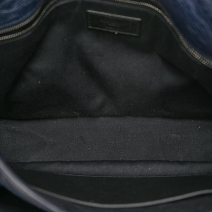Saint Laurent Crinkled Calfskin Matelasse Monogram Large Niki Chain Satchel Deep Marine 5 of 9