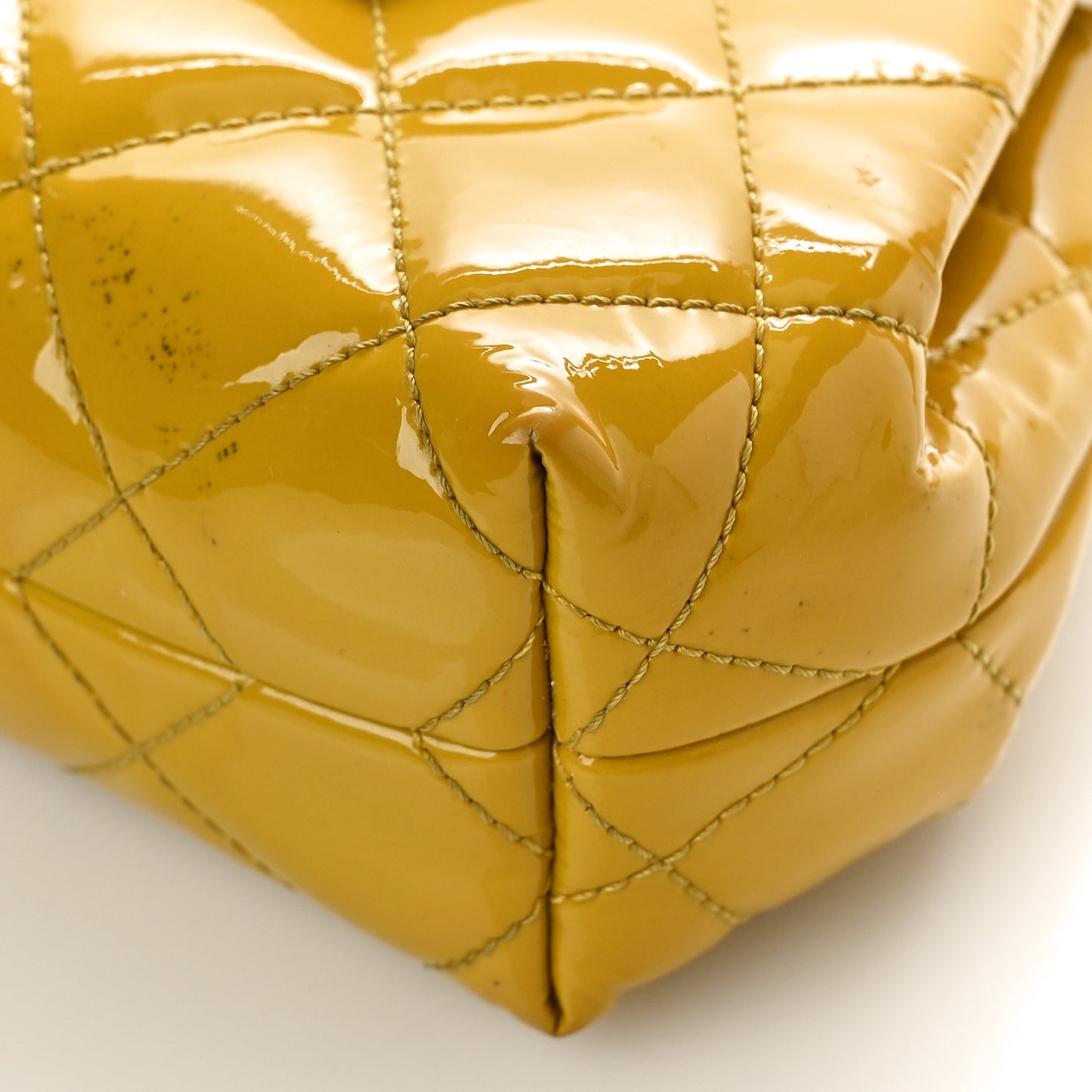 Patent Quilted Coco Shine Small Accordion Flap Yellow