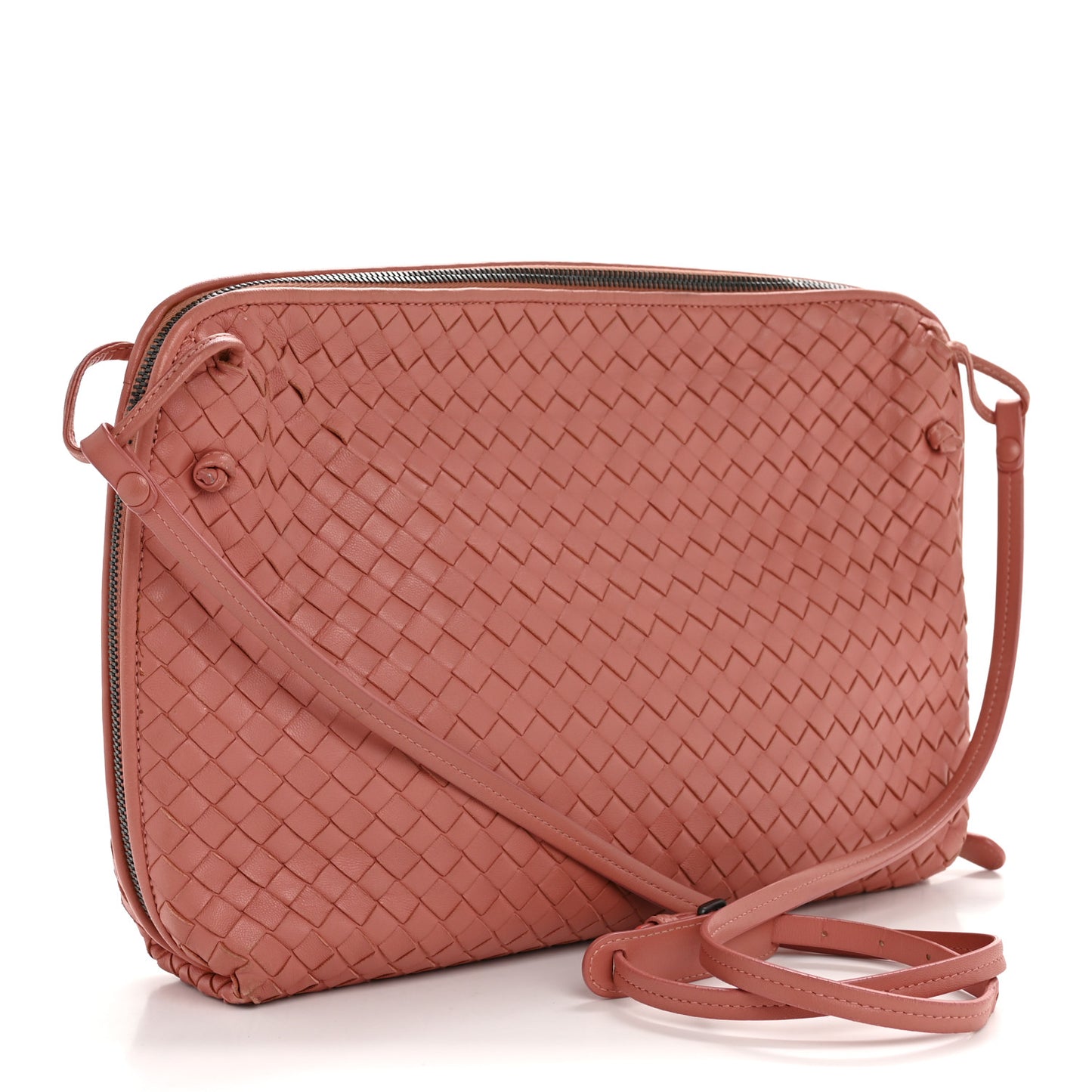 Nappa Intrecciato Large Nodini Crossbody Messenger Quarzo