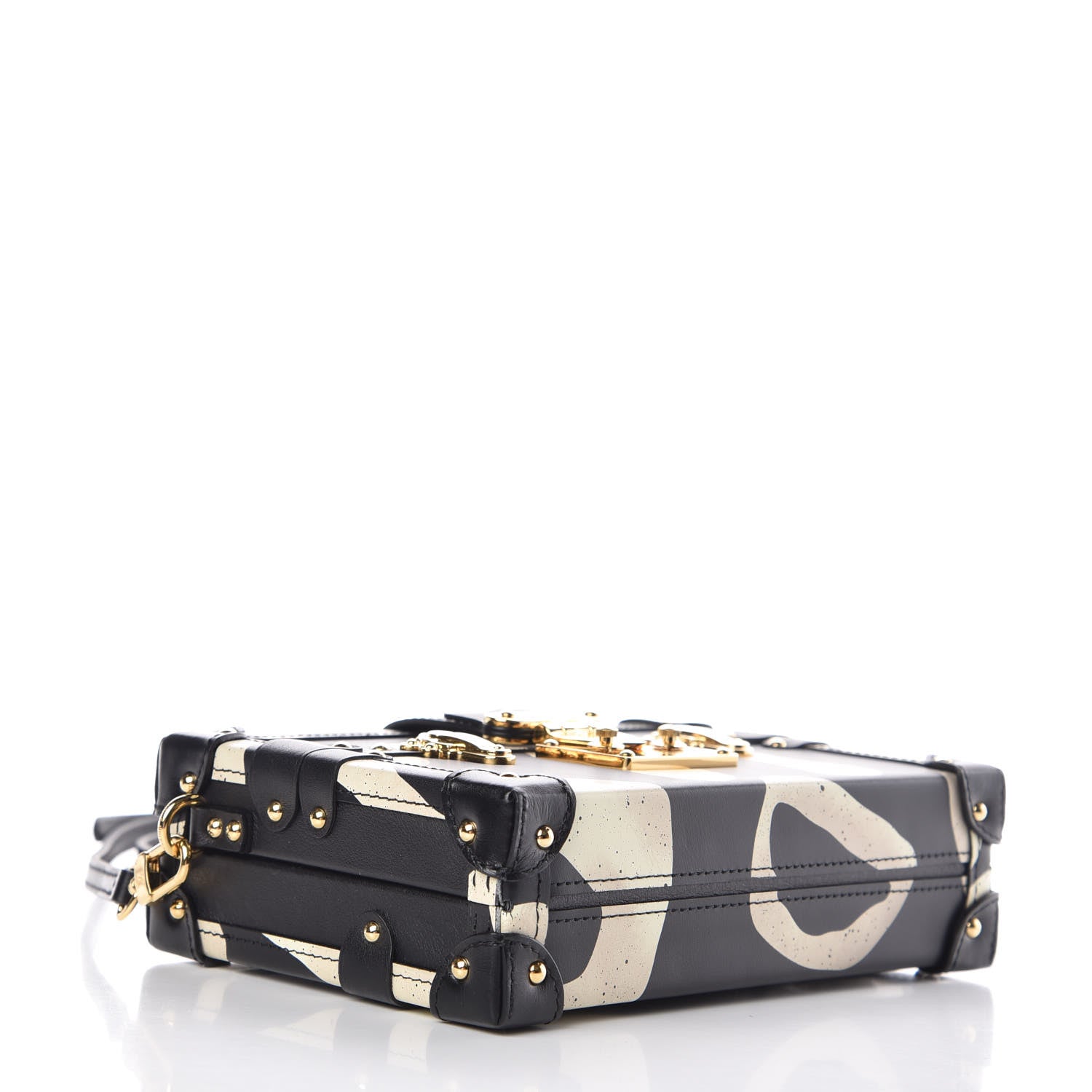 Louis Vuitton Calfskin Petite Malle Black White 4 of 7