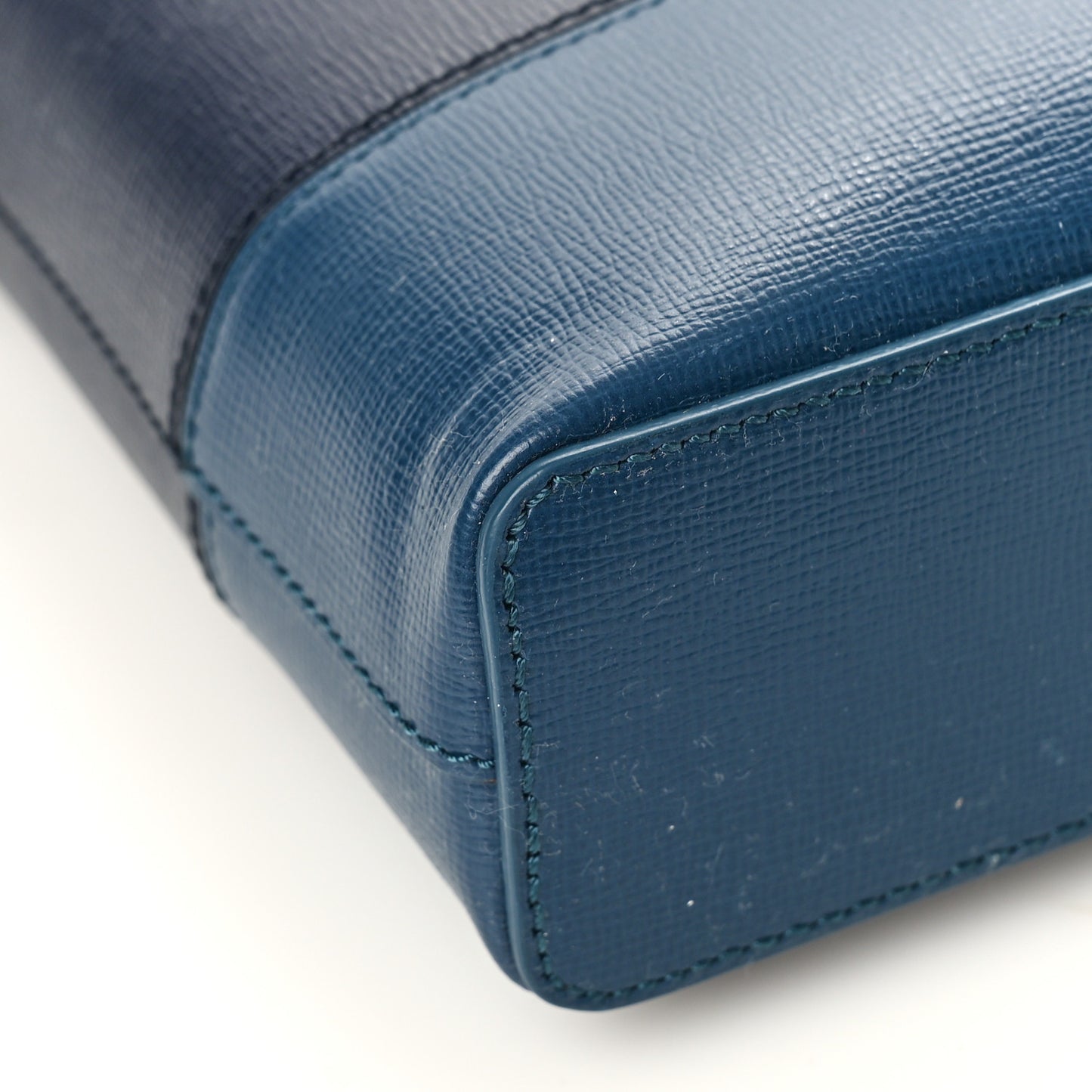 Textured Calfskin Barrow Briefcase Black Blue
