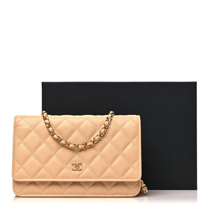 Chanel Caviar Quilted Wallet on Chain WOC Beige 12 of 12