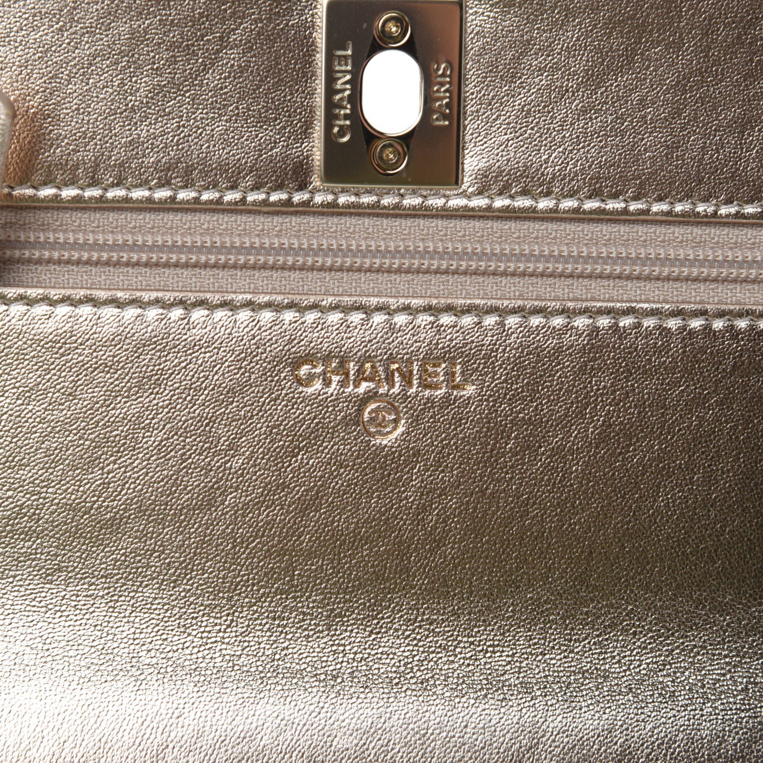 Chanel Metallic Lambskin Quilted Trendy CC Wallet On Chain WOC Gold 9 of 13