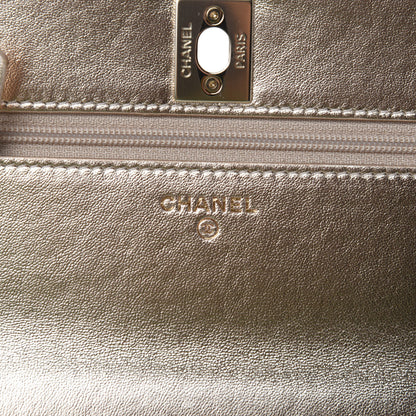 Chanel Metallic Lambskin Quilted Trendy CC Wallet On Chain WOC Gold 9 of 13