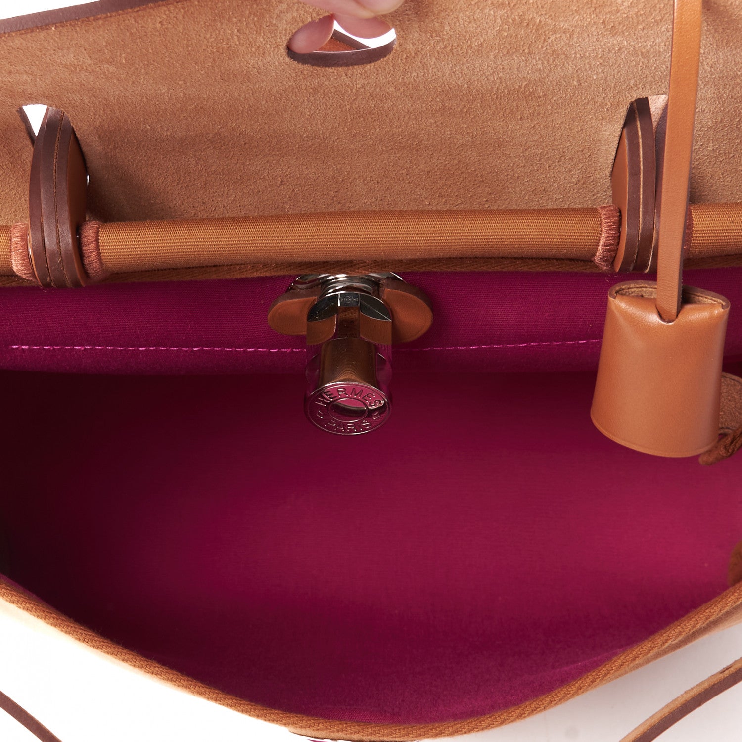 Hermes Toile Officier Vache Hunter Verso Herbag Zip PM 31 Dune Magnolia Fauve 8 of 9