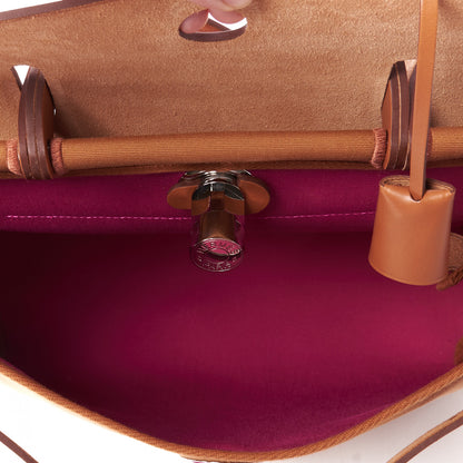 Hermes Toile Officier Vache Hunter Verso Herbag Zip PM 31 Dune Magnolia Fauve 8 of 9