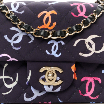 Chanel Printed Fabric Quilted Mini Rectangular Flap Black Pink Blue Yellow Orange 8 of 12