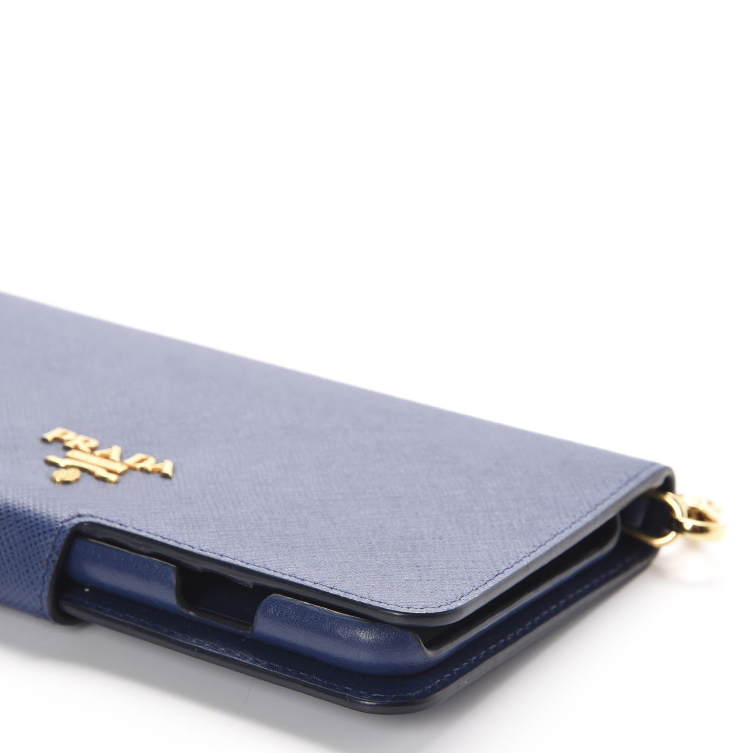 Prada Saffiano Metal iPhone 7 Case Crossbody Wallet Bluette 7 of 10