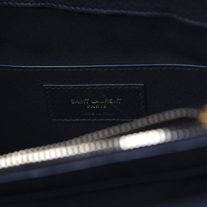 Saint Laurent Sheepskin Matelasse Chevron Monogram Large College Satchel Black 6 of 11
