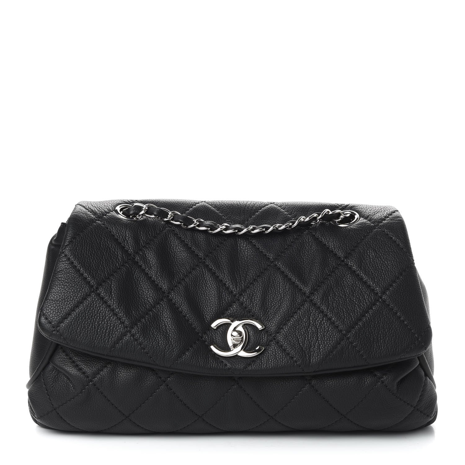 Chanel Grained Calfskin Single Flap Black 1 of 11