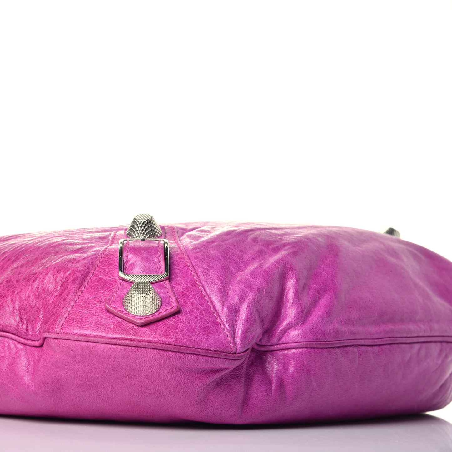Agneau Giant 21 Silver Hardware Hobo Magenta