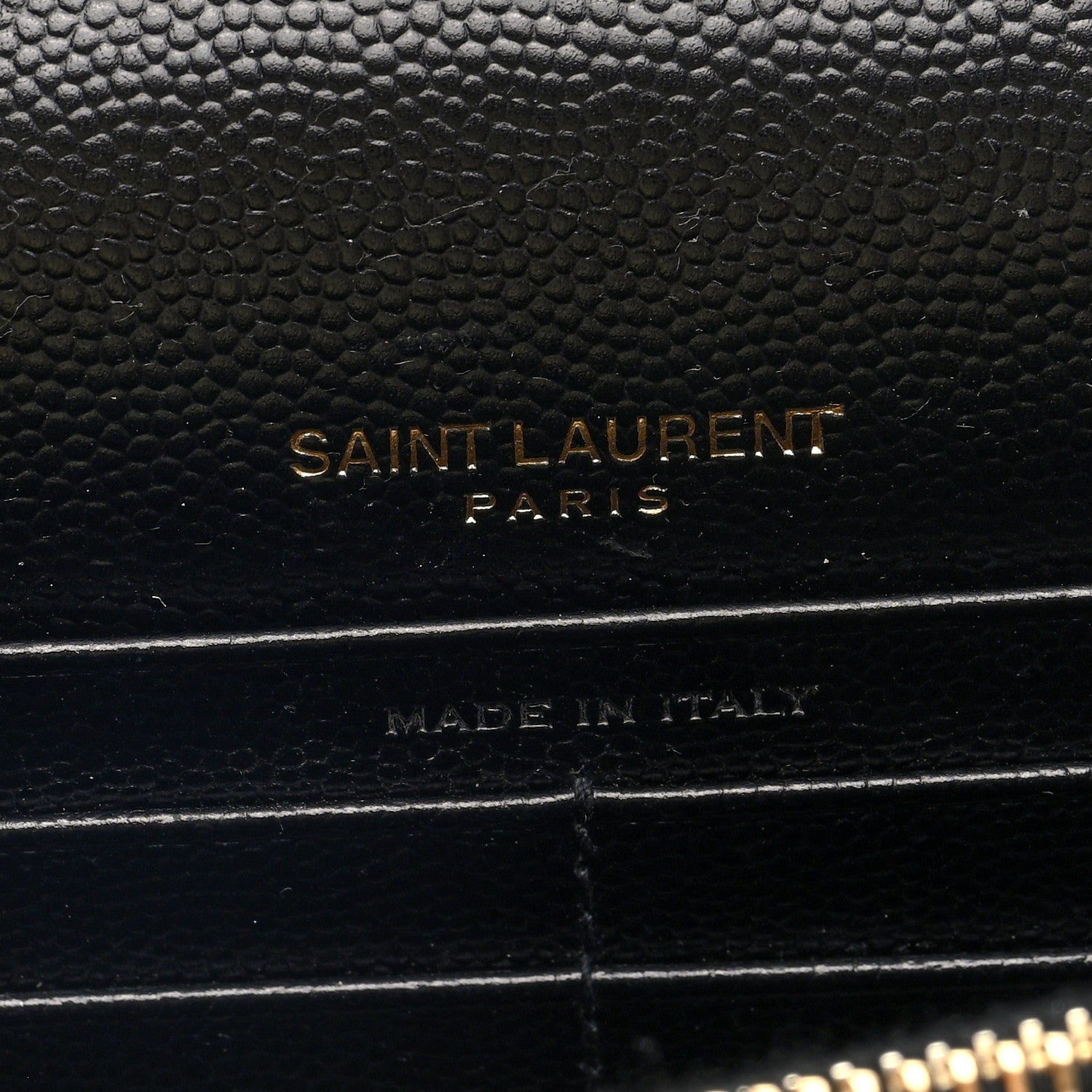 Saint Laurent Grain De Poudre Matelasse Chevron Monogram Envelope Chain Wallet  Black 6 of 10