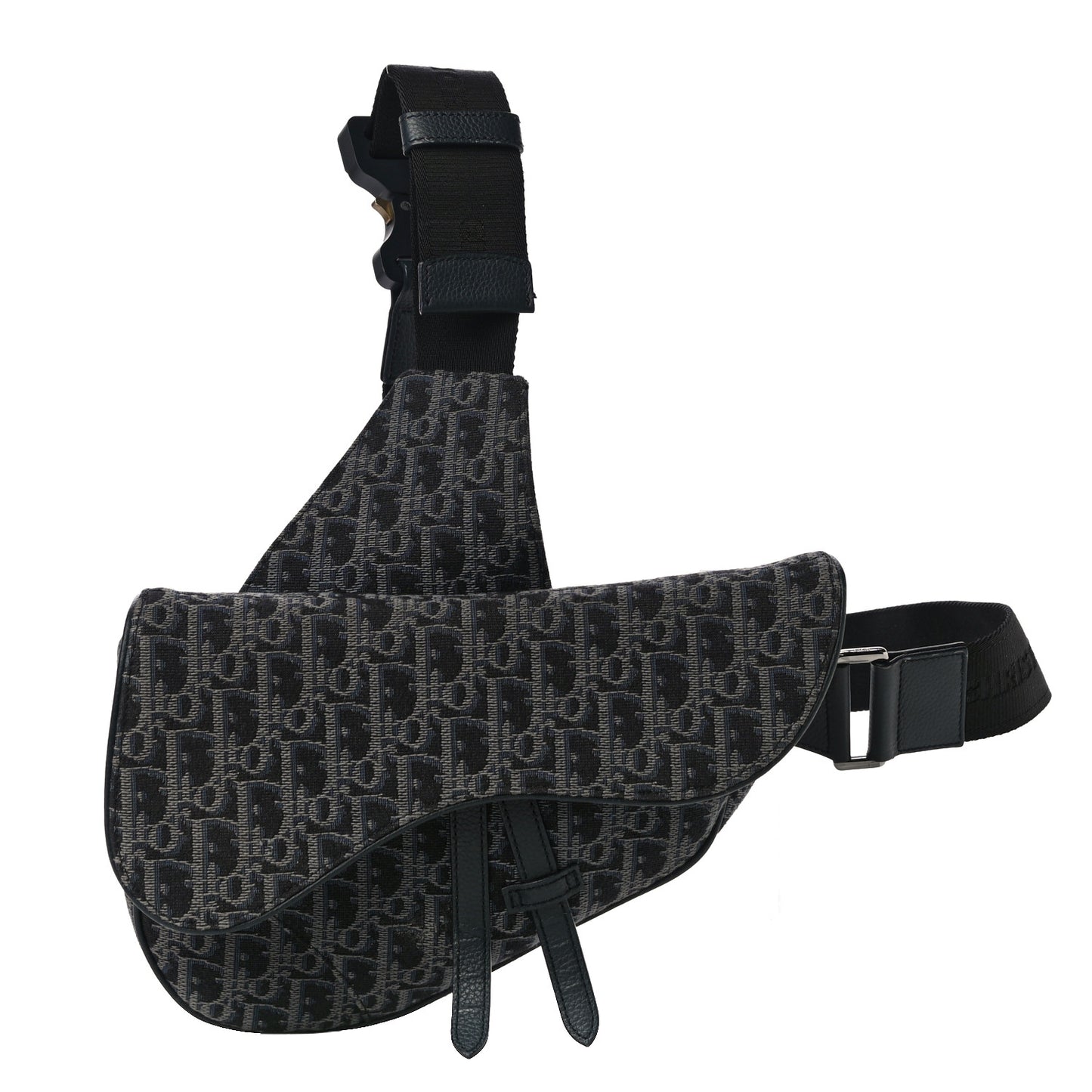 Oblique Mens Saddle Bag Black Blue