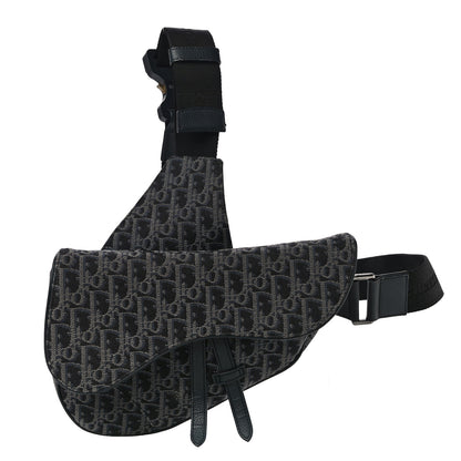 Christian Dior Oblique Mens Saddle Bag Black Blue 1 of 11