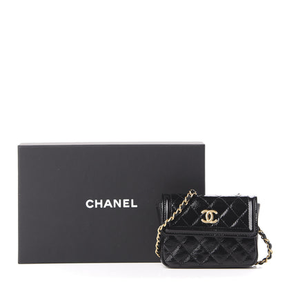 Chanel Shiny Aged Calfskin Quilted Waist Belt Bag Black 12 of 12