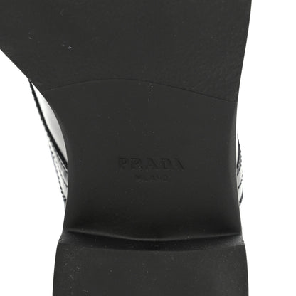 Prada Spazzolato Re-Nylon Metal Triangle Logo Womens 50mm Combat Boots 39.5 Bleu 6 of 10