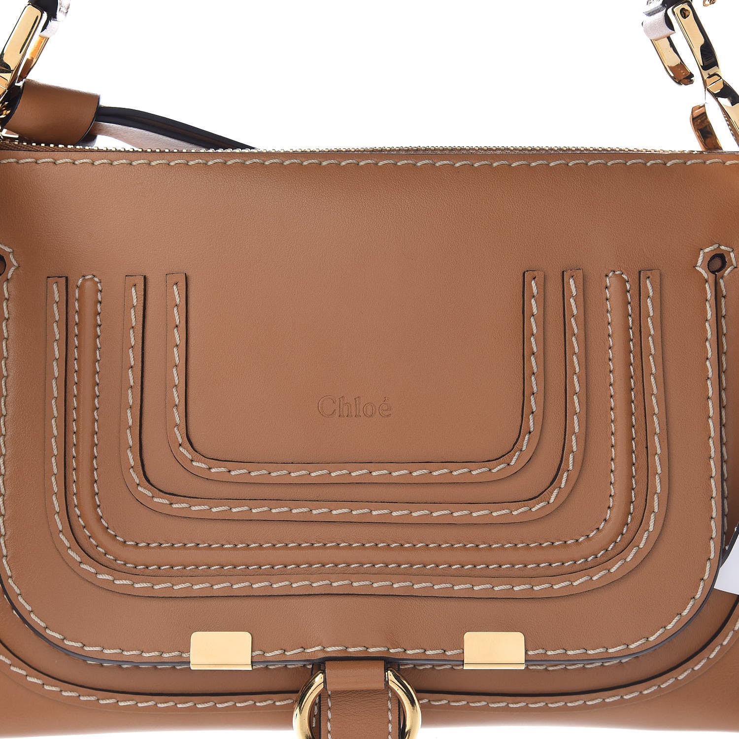 Chloe Shiny Calfskin Small Marcie Saddle Shoulder Bag Autumnal Brown 9 of 11