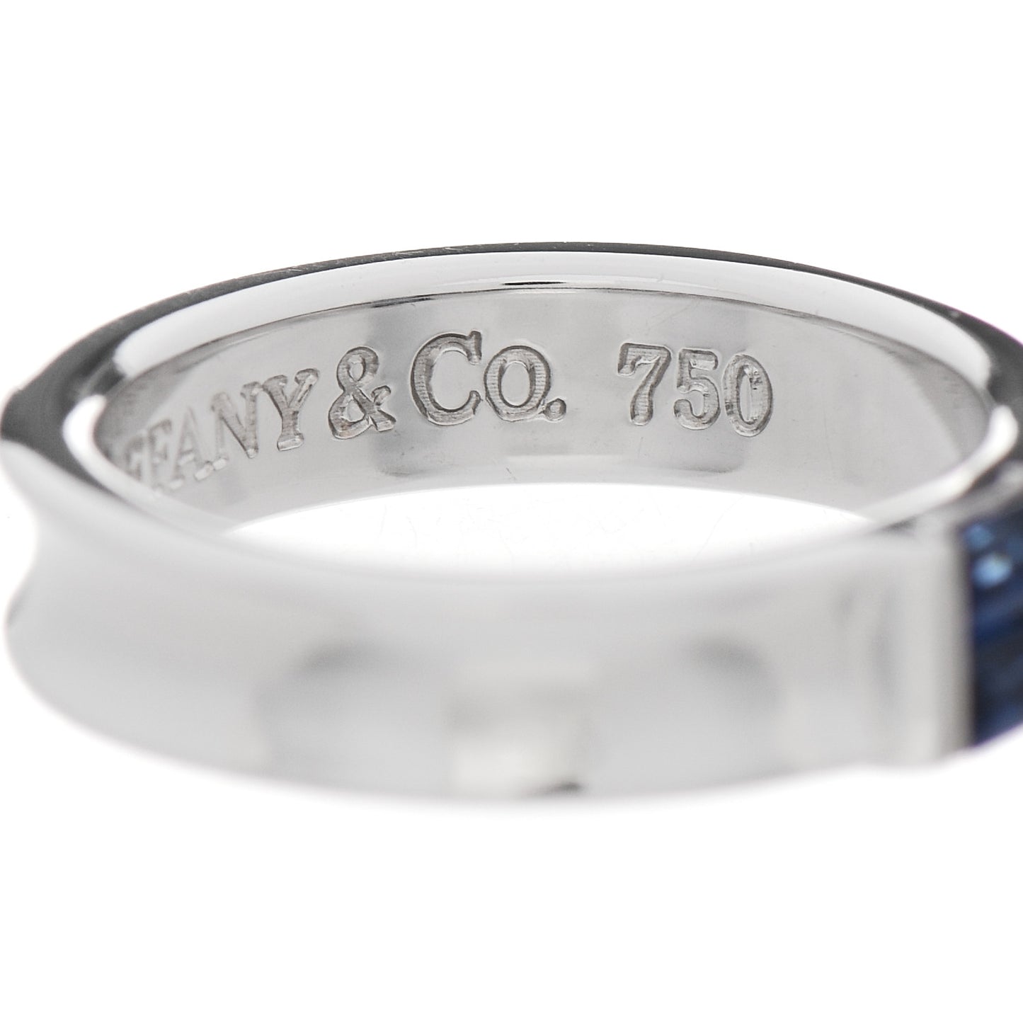 18K White Gold Blue Sapphire Stacking Ring 49 5