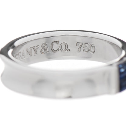 Tiffany 18K White Gold Blue Sapphire Stacking Ring 49 5 6 of 9