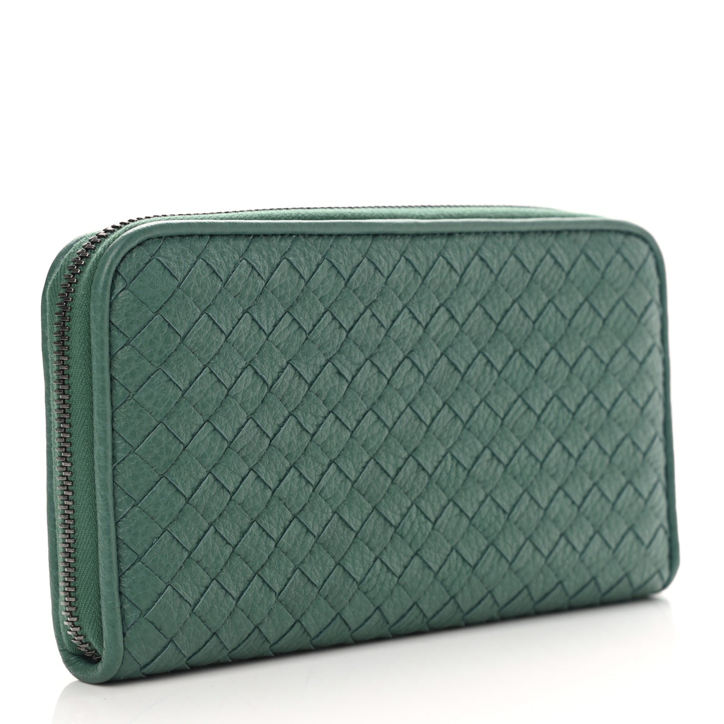 Nappa Intrecciato Zip Around Wallet Light Green
