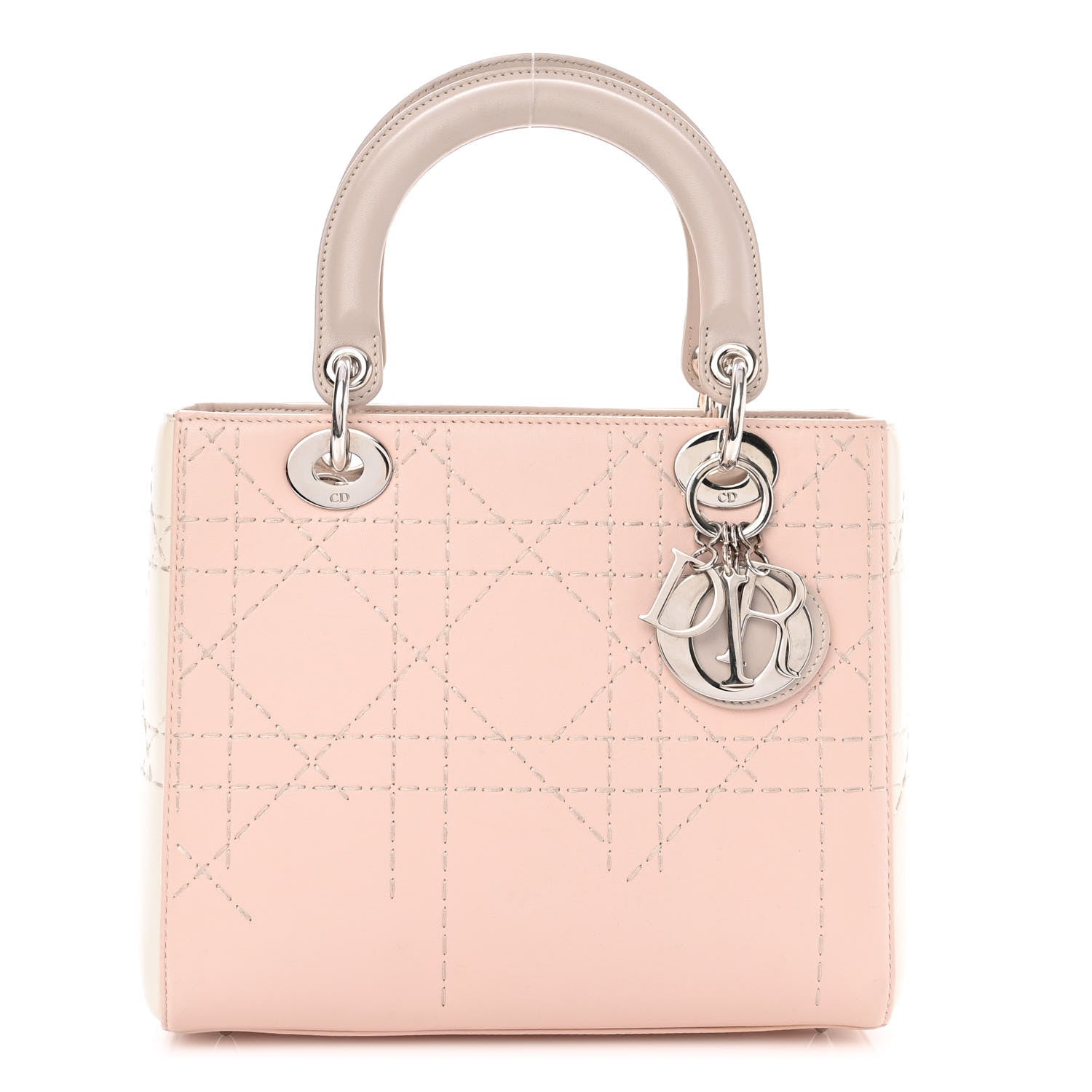 Christian Dior Lambskin Cannage Stitched Small Lady Dior Pink White 1 of 10