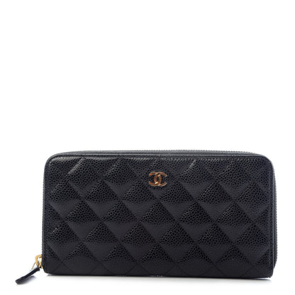 Chanel Caviar Quilted Large Gusset Zip Around Wallet Black 1 of 9