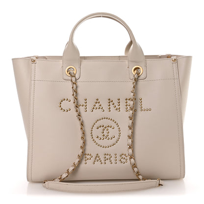 Chanel Caviar Small Studded Deauville Tote Ivory 1 of 10