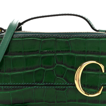 Chloe Calfskin Crocodile Embossed Mini C Vanity Bag Woodsy Green 10 of 15