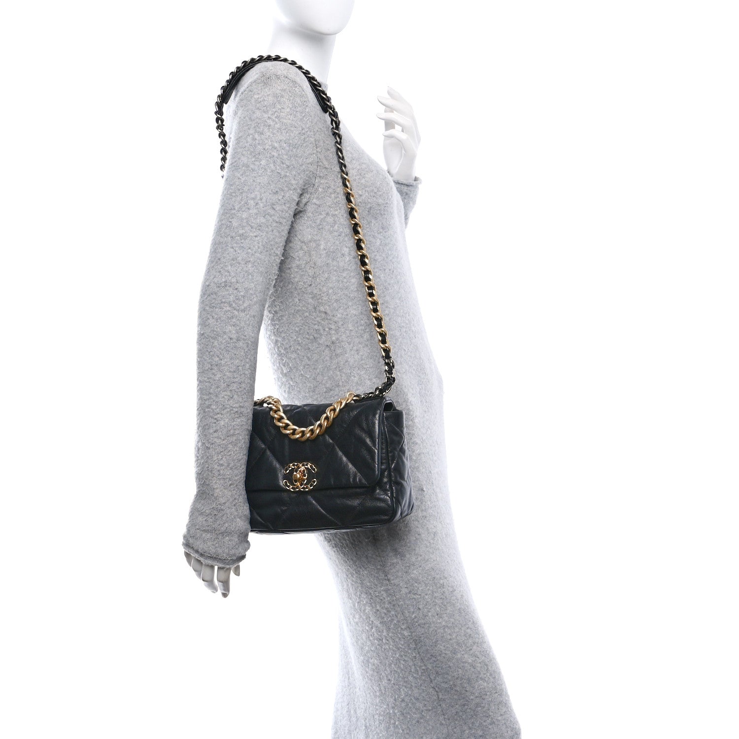 Chanel Goatskin Quilted Medium Chanel 19 Flap Black 2 of 10