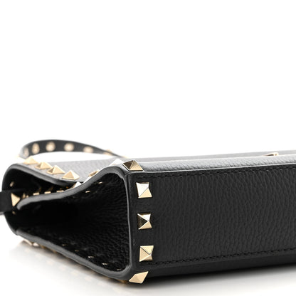 Valentino Garavani Pebbled Calfskin Medium Rockstud Flip Lock Crossbody Bag Black 8 of 9